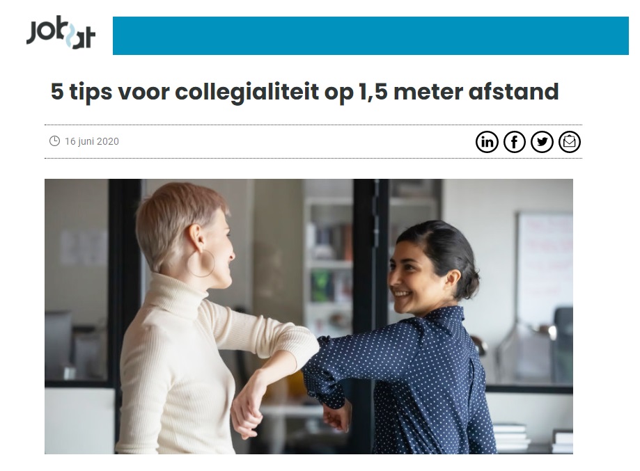 Jobat - tips voor collegialiteit op 1.5 meter